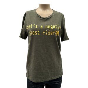 Sheshow That's A Negative Ghost Rider Short Sleeve T-Shirt‎ Olive Green Women M